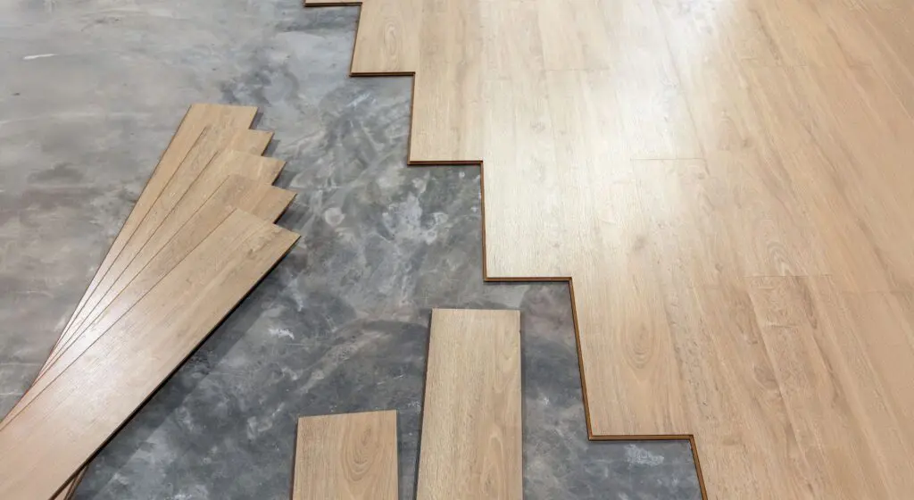 A floor that has been cut in half.